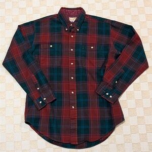 Men's Vintage 80s/90s Red & Green Plaid Shirt Size Large